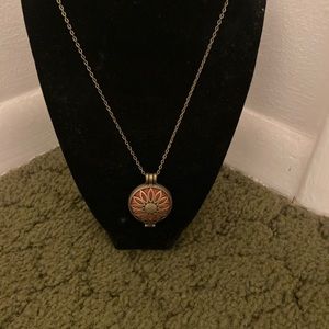 New pink and bronze essential oils diffuser necklace 18  inch chain